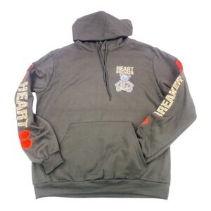 Fresh Laundry Heart Breaker Teddy Bear Graphic Hoodie Gray Large NWOT